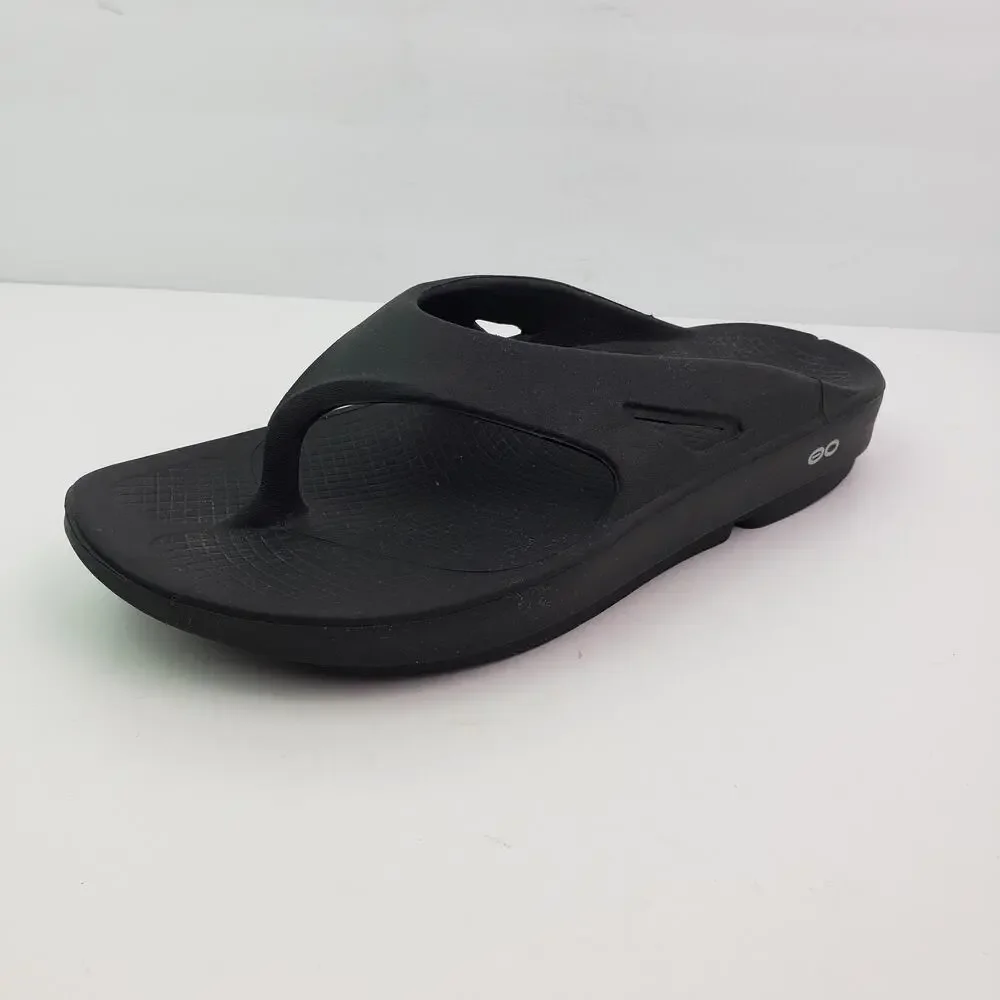 Oofos OOriginal Mens Size 10 Womens Sz 12 Black Recovery Thong Flip Flop Sandals